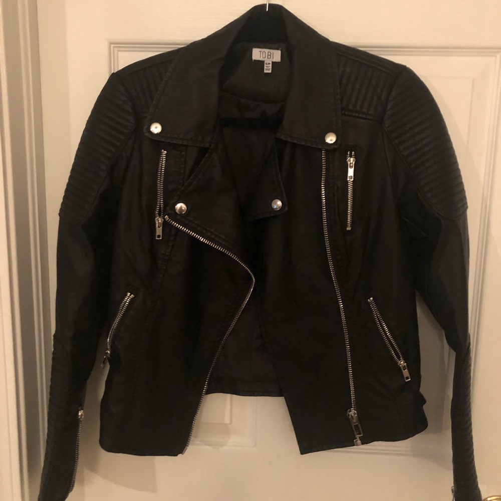 NEVER WORN black Moto faux leather jacket